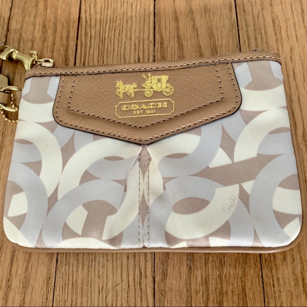 Coach Wristlet - Brown/White/Gray/Gold
